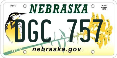 NE license plate DGC757