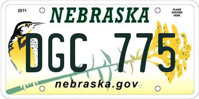NE license plate DGC775