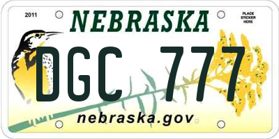 NE license plate DGC777
