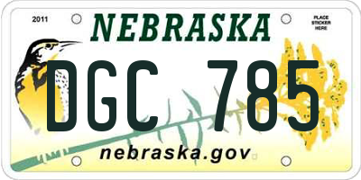 NE license plate DGC785