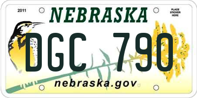 NE license plate DGC790