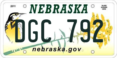 NE license plate DGC792