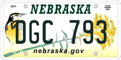 NE license plate DGC793