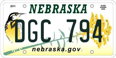 NE license plate DGC794