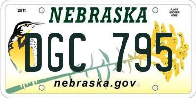NE license plate DGC795