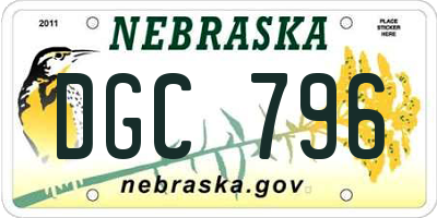 NE license plate DGC796
