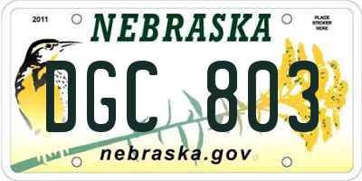 NE license plate DGC803
