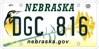 NE license plate DGC816