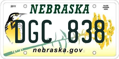 NE license plate DGC838