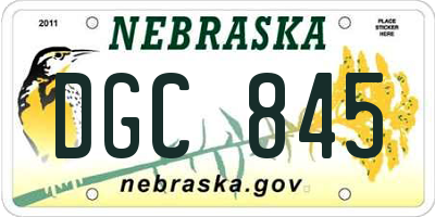 NE license plate DGC845