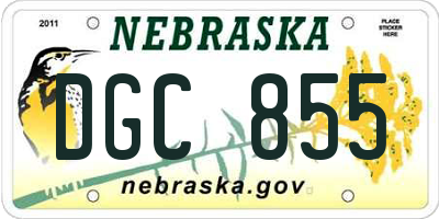NE license plate DGC855