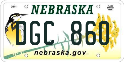 NE license plate DGC860