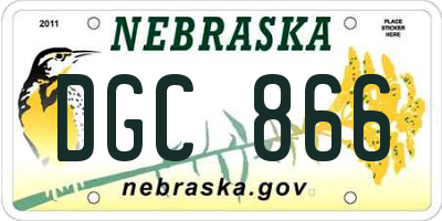 NE license plate DGC866