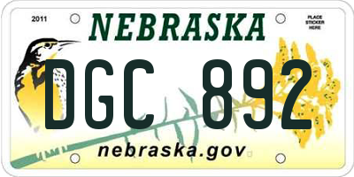 NE license plate DGC892