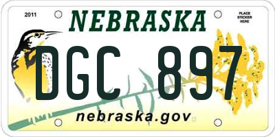 NE license plate DGC897