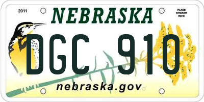 NE license plate DGC910