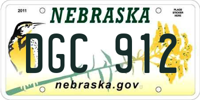 NE license plate DGC912