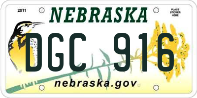 NE license plate DGC916