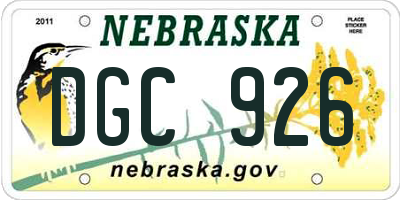 NE license plate DGC926