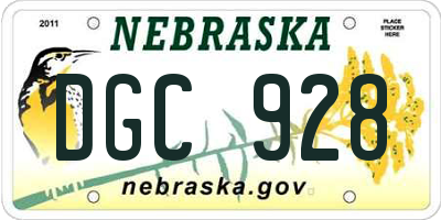 NE license plate DGC928