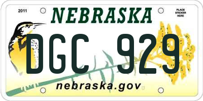 NE license plate DGC929