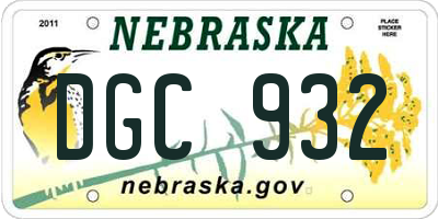 NE license plate DGC932