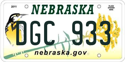 NE license plate DGC933
