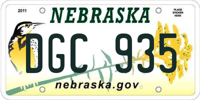 NE license plate DGC935