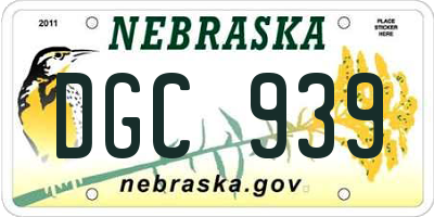 NE license plate DGC939