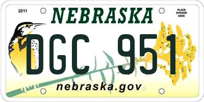 NE license plate DGC951