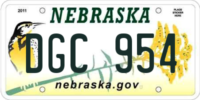 NE license plate DGC954