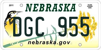 NE license plate DGC955