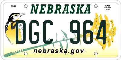 NE license plate DGC964