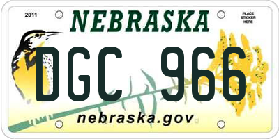 NE license plate DGC966
