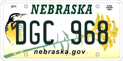 NE license plate DGC968