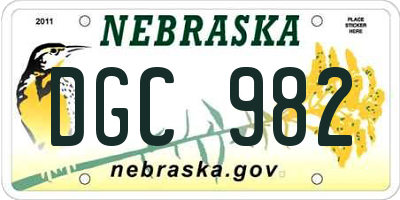 NE license plate DGC982