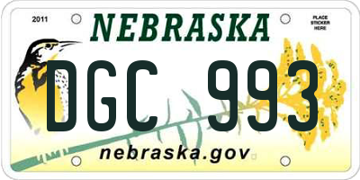 NE license plate DGC993