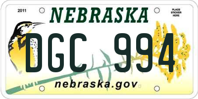 NE license plate DGC994