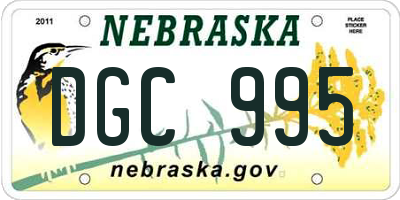 NE license plate DGC995