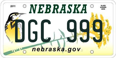 NE license plate DGC999