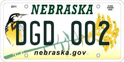 NE license plate DGD002