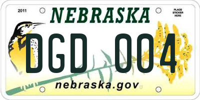 NE license plate DGD004