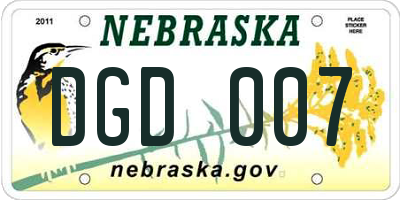 NE license plate DGD007