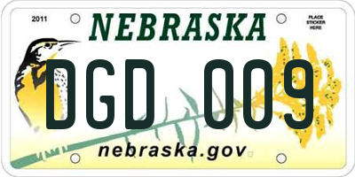 NE license plate DGD009