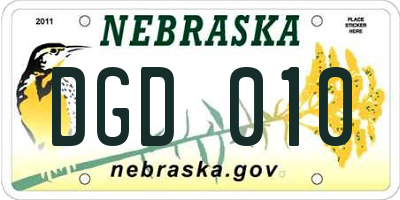 NE license plate DGD010