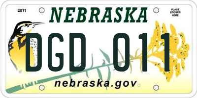 NE license plate DGD011