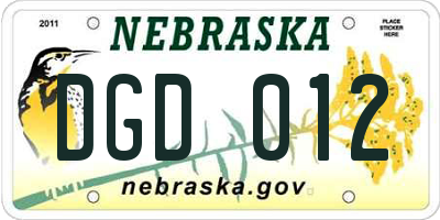 NE license plate DGD012