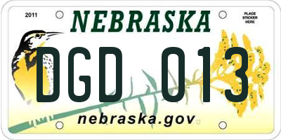 NE license plate DGD013