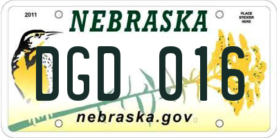 NE license plate DGD016