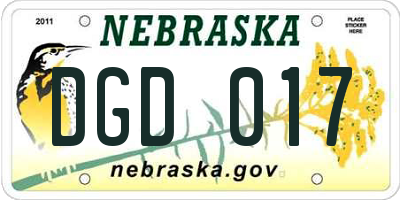 NE license plate DGD017